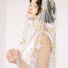 wedding veil with hand sewn embroidery and flowers by twigs & honey