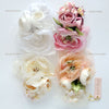Silk flower bouquet with bandeau birdcage veil - Style # 304