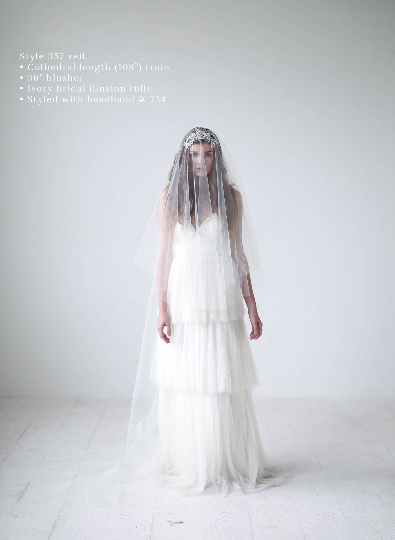 Twigs & Honey Pearl Bridal Veil - Pearl Chapel Train Veil - Style #968 Cathedral (108)