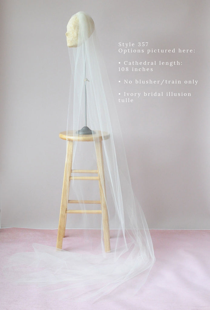 Simple Cathedral or Chapel length veil - Style #357