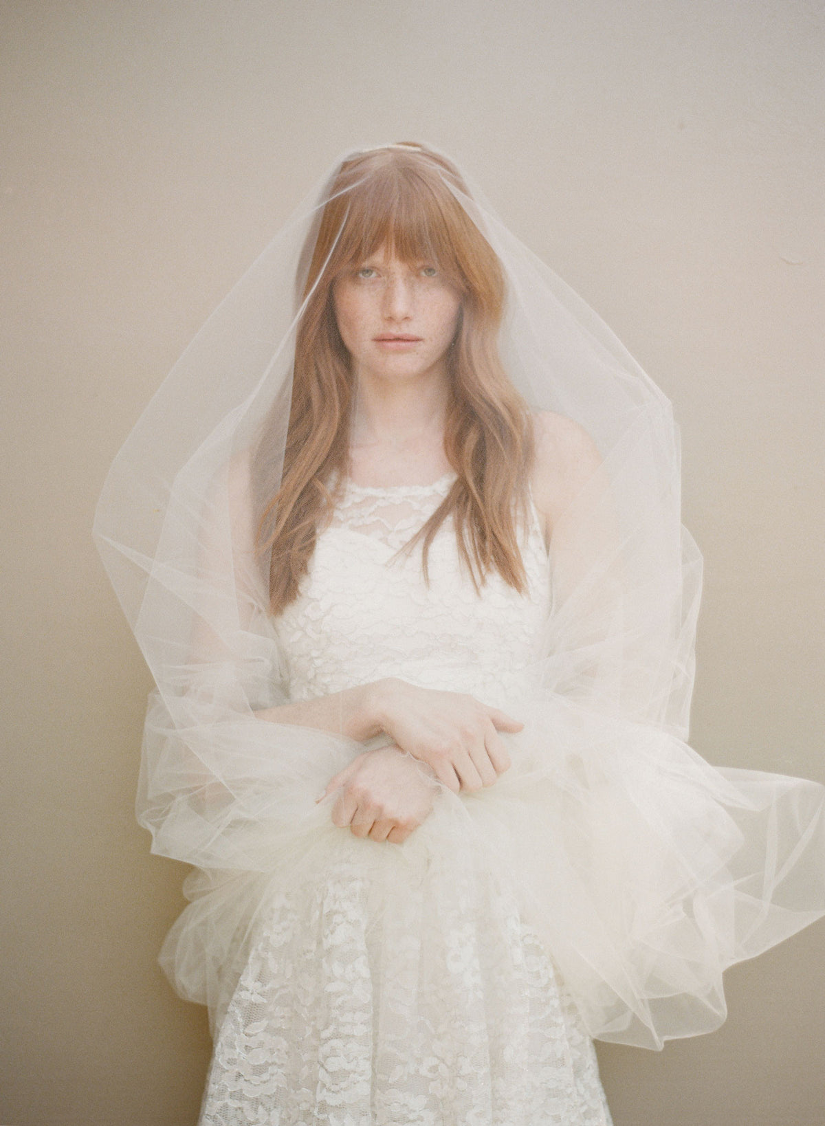WhiteWedding Veil.Longer than most Trains.Diamond like accents all the way down Perfect Bridal Ivory Long Single Tier Veil with Lace Train main image 2