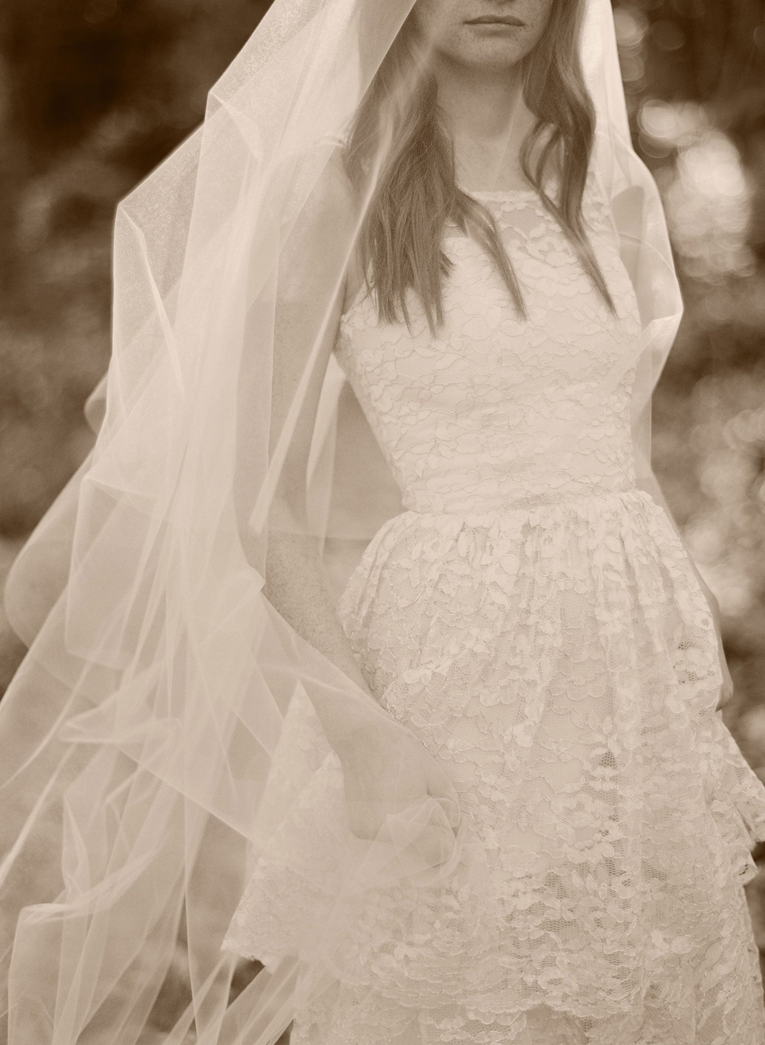 Twigs & Honey Pearl Bridal Veil - Pearl Chapel Train Veil - Style #968 Cathedral (108)