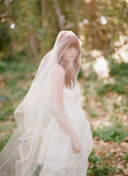 cathedral length wedding veil with blusher, tulle veil, chapel