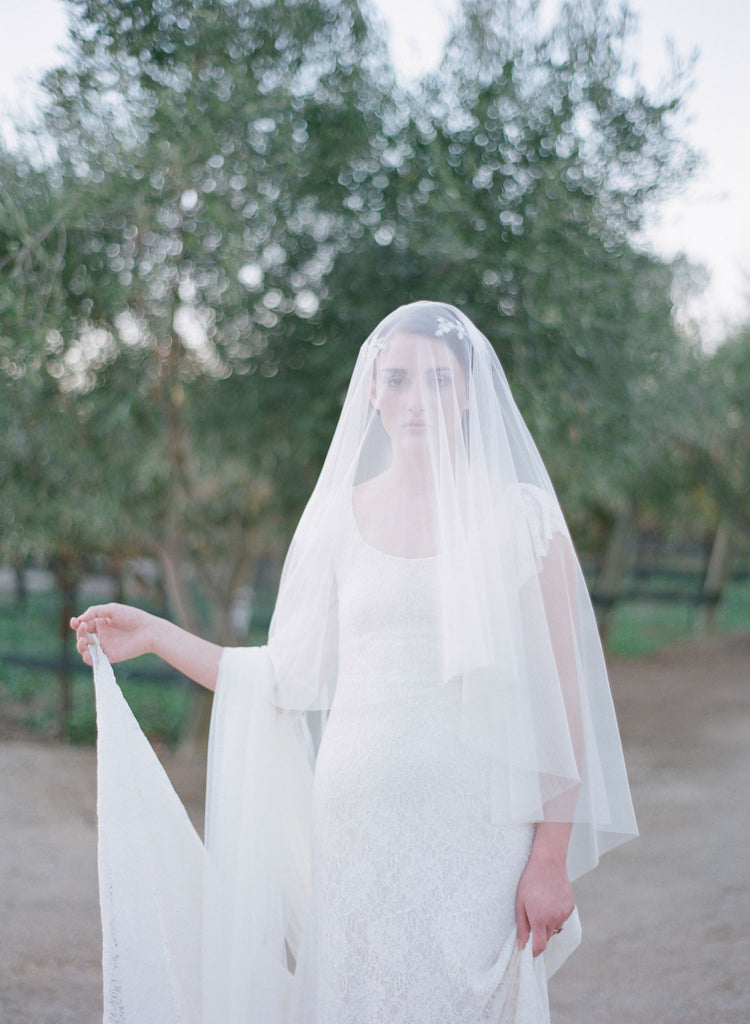 cathedral veil, lux high quality tulle, twigs and honey veil, fingertip veil