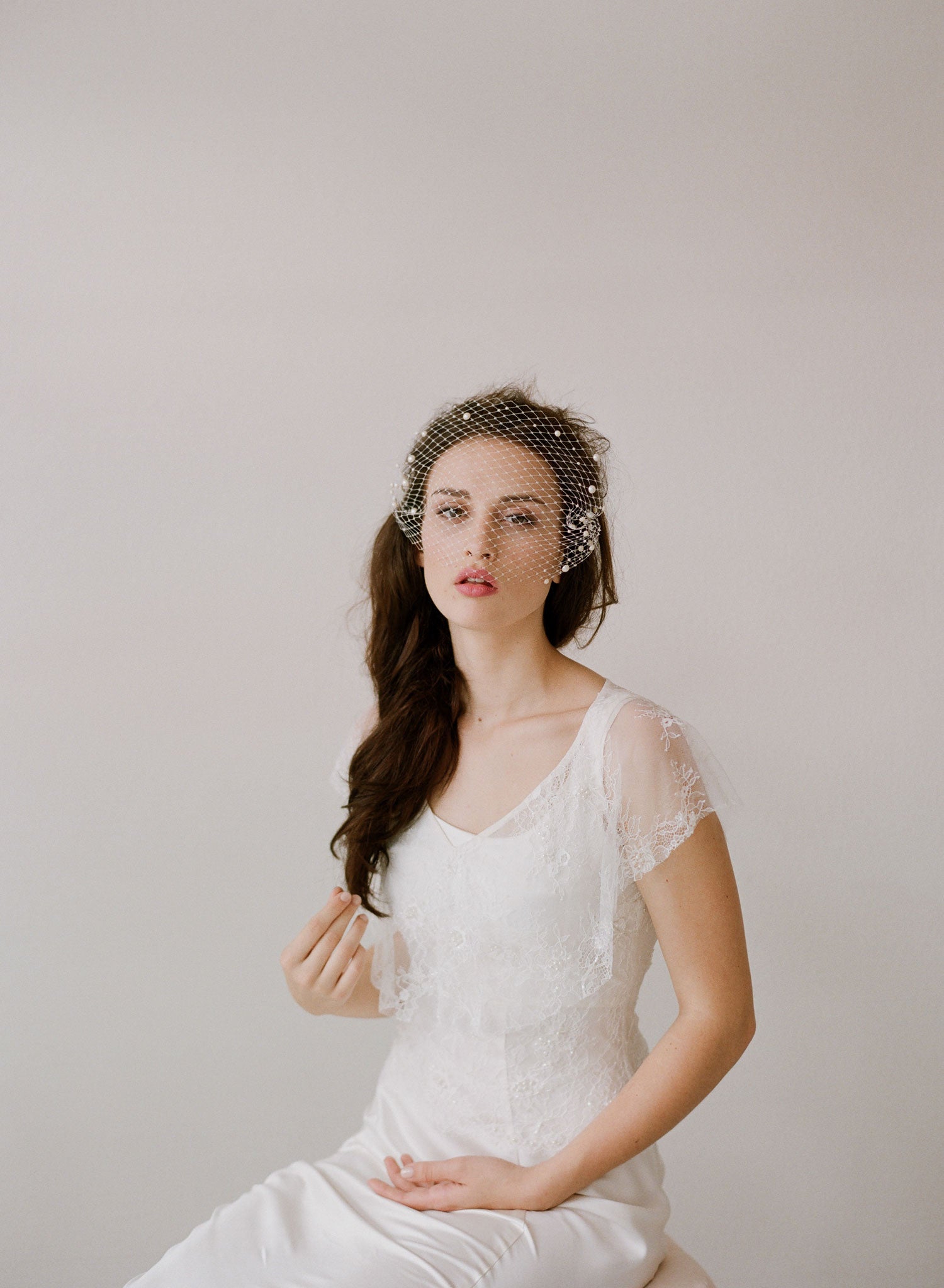 Twigs & Honey Double Layer Full Birdcage Veil - Style #213 White