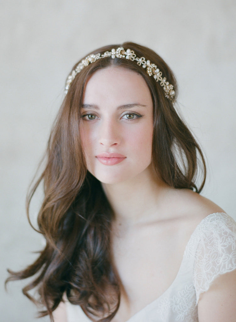 art deco inspired bridal hair piece, headpiece, vintage crystal headband, twigs and honey