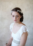 beaded and embroidered hair vine comb, twigs and honey, wedding headpiece
