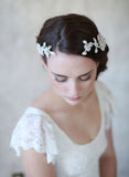 beaded and embroidered hair vine comb, twigs and honey, wedding headpiece