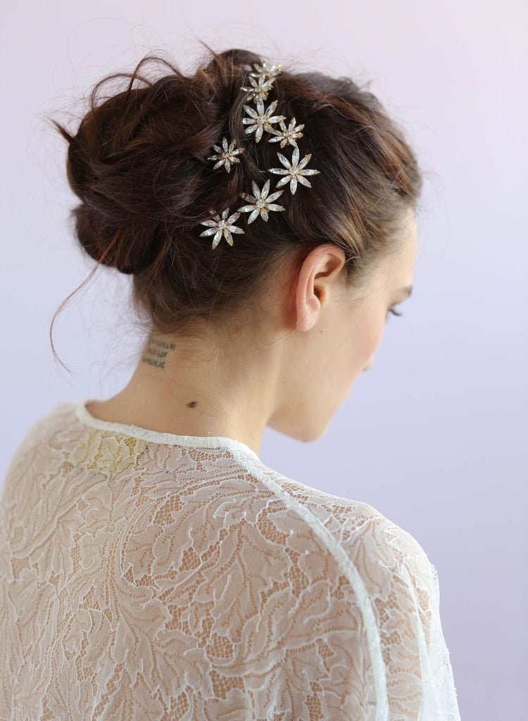Austrian crystal starburst bobbies, twigs and honey, bridal headpiece