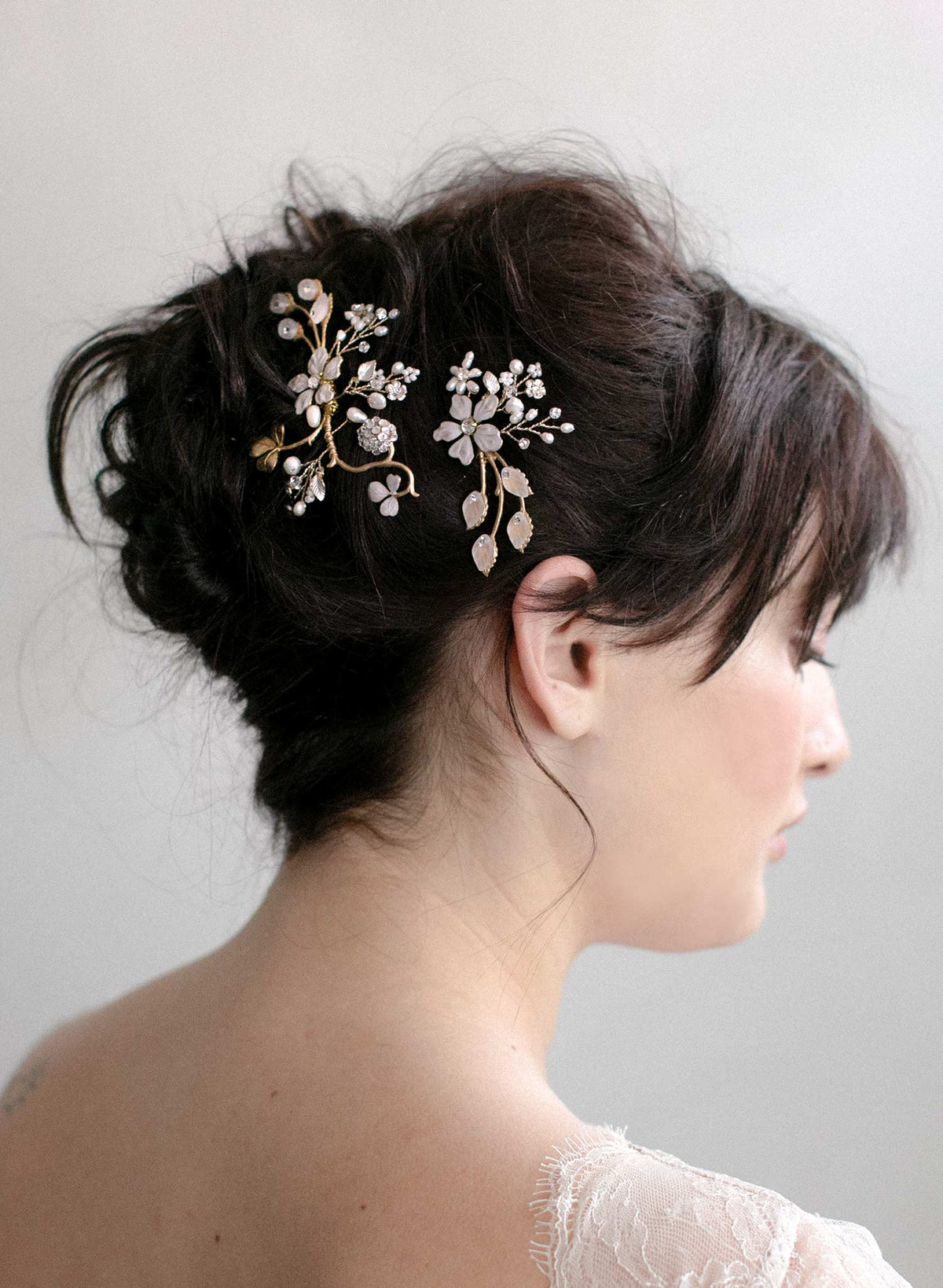 Twig & Honey Confetti Party Hair Comb Set Bridal headpiece, hair accessory with flowers - Double  main image 3