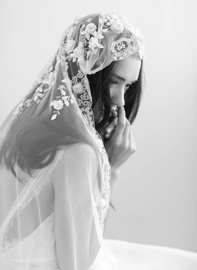 Juliet vintage inspired veil, twigs and honey, embroidered veil, bridal veil
