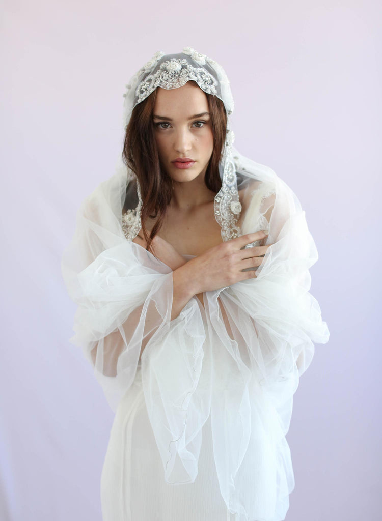 Juliet vintage inspired veil, twigs and honey, embroidered veil, bridal veil