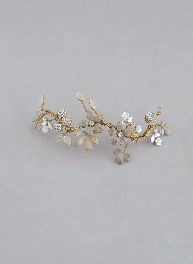Rhinestone wavy flower headpiece, bridal headpiece, twigs and honey, Austrian rhinestones