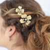 Gold cast dogwood flower bobbies, twigs and honey, hairpieces