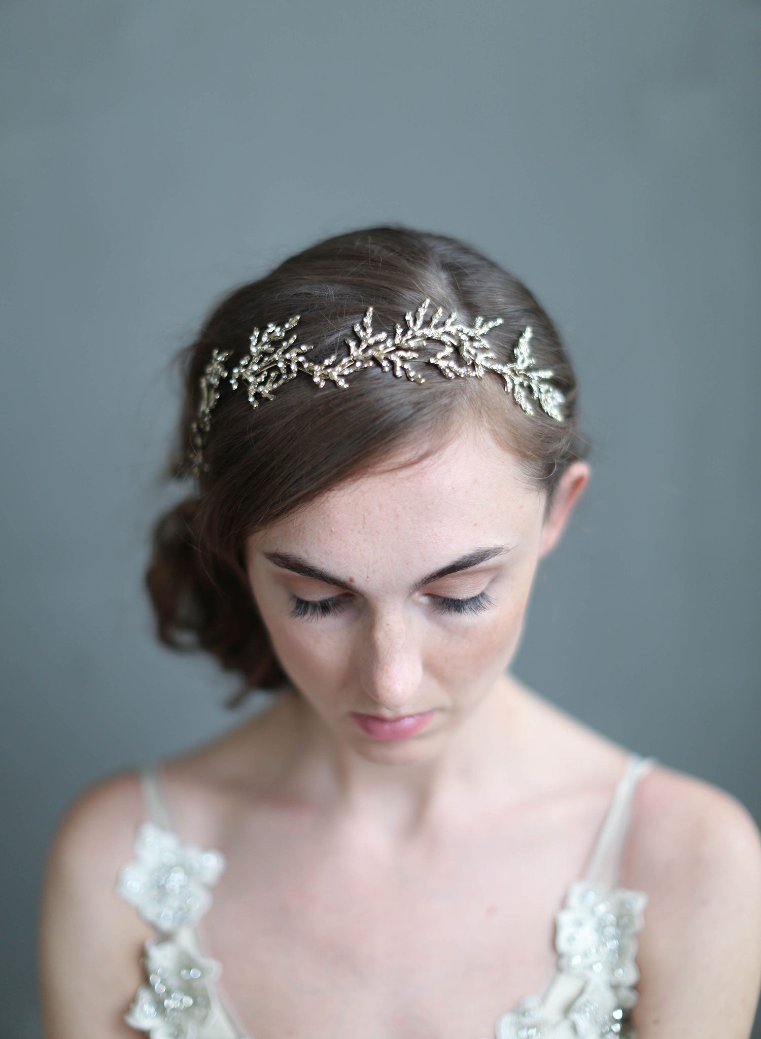 bridal crystal encrusted gilded headpiece, bridal headband, wedding accessories, twigs and honey