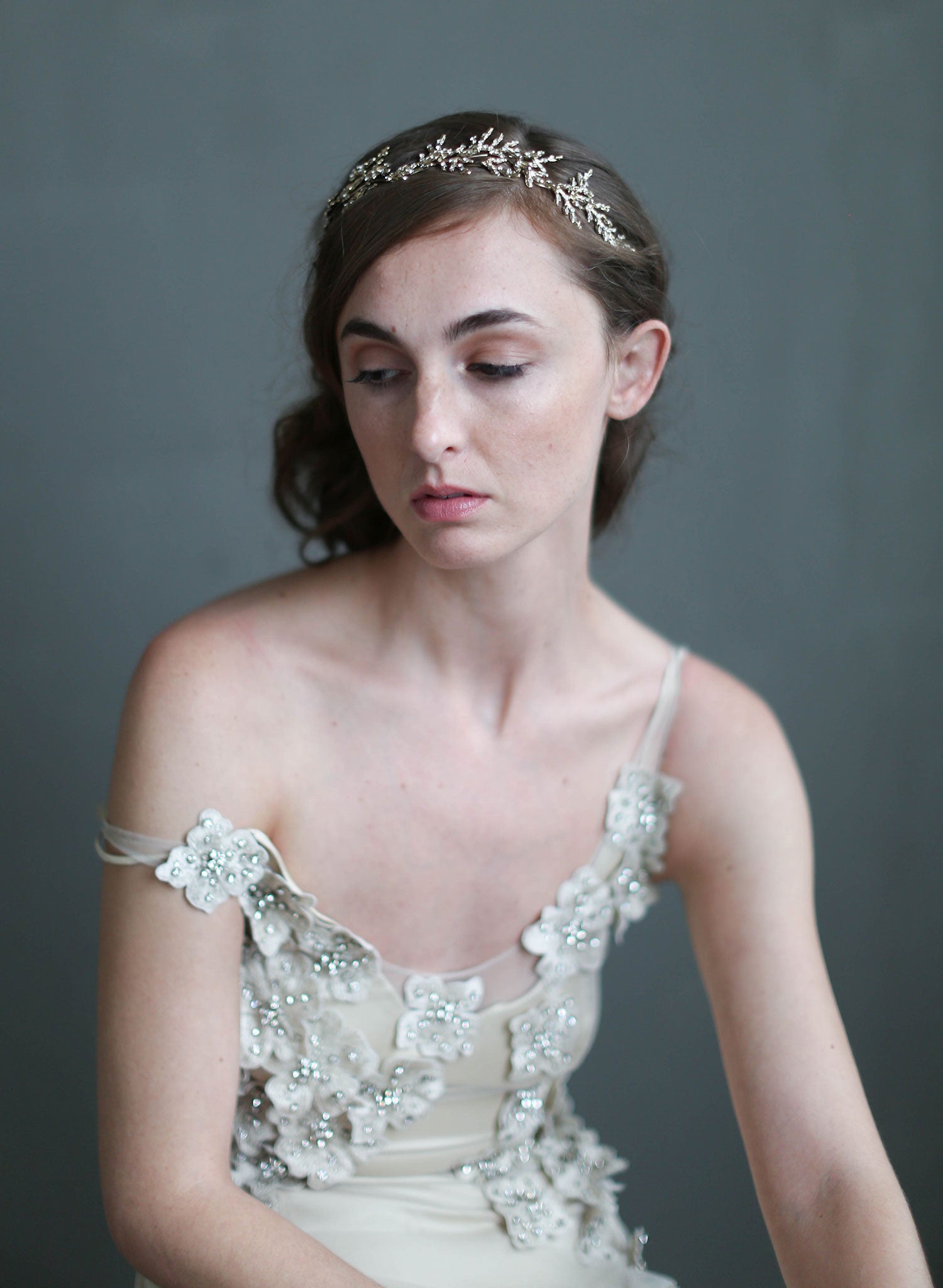 bridal crystal encrusted gilded headpiece, bridal headband, wedding accessories, twigs and honey