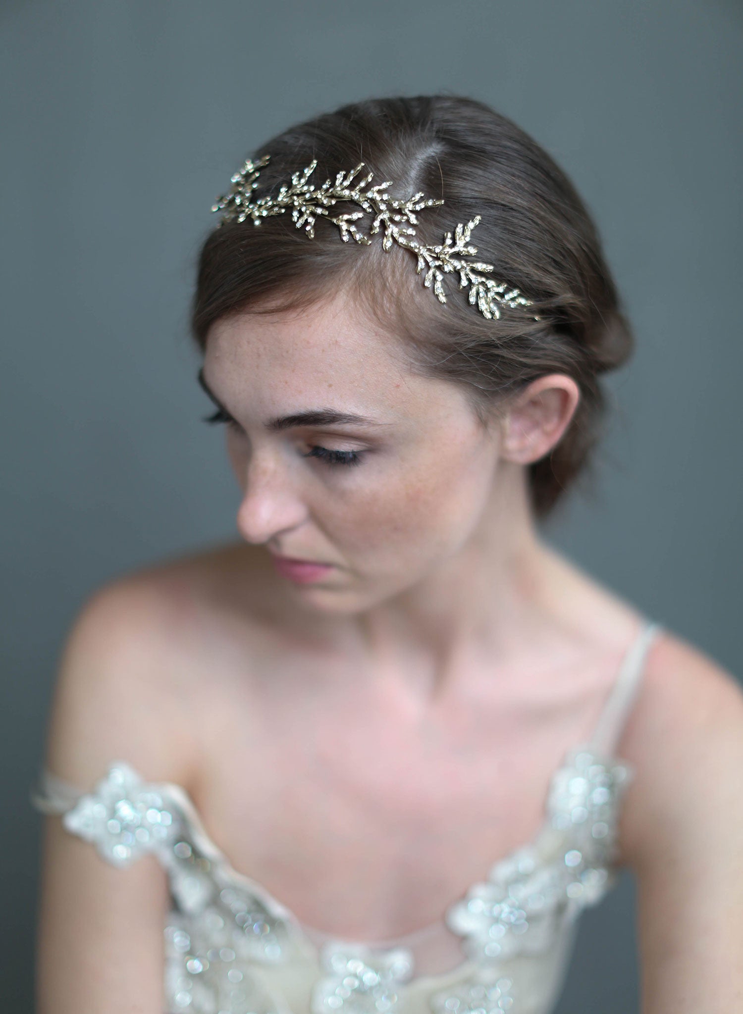 bridal crystal encrusted gilded headpiece, bridal headband, wedding accessories, twigs and honey