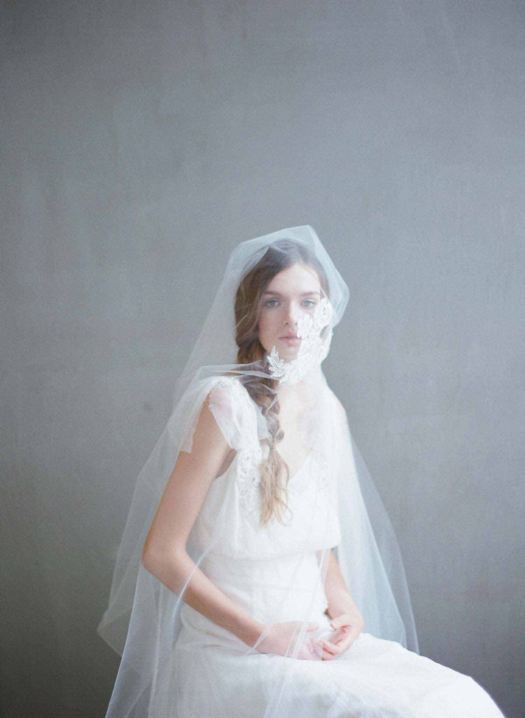 floating lace circle veil, full tulle veil, french lace, bridal veil, wedding veil, bridal accessories, twigs and honey