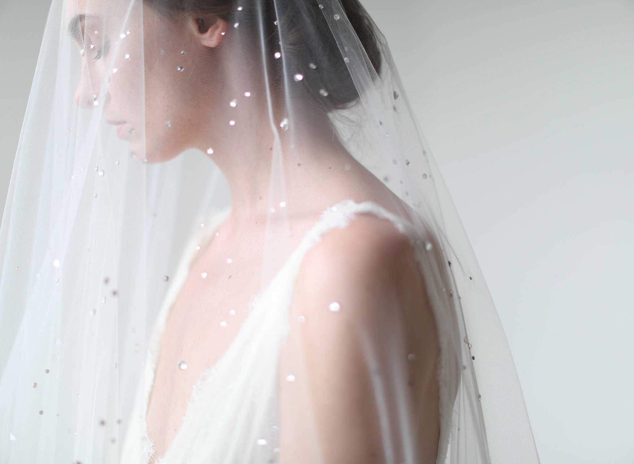 One of kind Wedding Veil, Beaded, Rhinestone and Crystal veil with ama –  Shaliz Bridal