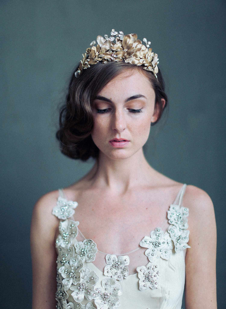 bridal crown, burnished soft regal crown, bridal hair accessories, twigs and honey, wedding accessories