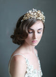 bridal crown, burnished soft regal crown, bridal hair accessories, twigs and honey, wedding accessories