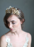 bridal crown, burnished soft regal crown, bridal hair accessories, twigs and honey, wedding accessories