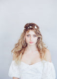 simple sugar blossom hair vine, bridal headpiece, floral hair vine, clay flowers, twigs and honey