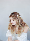 simple sugar blossom hair vine, bridal headpiece, floral hair vine, clay flowers, twigs and honey