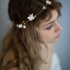 simple sugar blossom hair vine, bridal headpiece, floral hair vine, clay flowers, twigs and honey