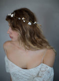 simple sugar blossom hair vine, bridal headpiece, floral hair vine, clay flowers, twigs and honey