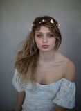 simple sugar blossom hair vine, bridal headpiece, floral hair vine, clay flowers, twigs and honey