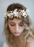 clay flower headpiece, bridal headband, floral headpiece, woodland inspired, wedding floral headband, twigs and honey