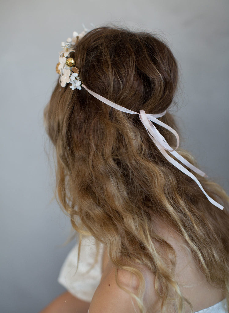 clay flower headpiece, bridal headband, floral headpiece, woodland inspired, wedding floral headband, twigs and honey