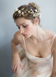 Floral bridal headpiece, clay flower headband, handmade, floral wedding hair adornment, nature inspired, twigs and honey