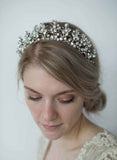 Fern charm and navette crystal tiara crown - Style #754