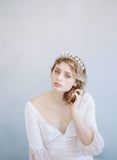 bridal tiara, crystal tiara, crystal and fern headpiece, bridal crown, vintage inspired, twigs and honey