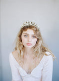bridal tiara, crystal tiara, crystal and fern headpiece, bridal crown, vintage inspired, twigs and honey