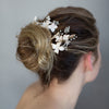 Bridal hair pins, floral bridal hair accessories, clay flowers, nature inspired, twigs and honey