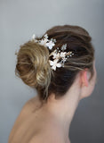 Bridal hair pins, floral bridal hair accessories, clay flowers, nature inspired, twigs and honey