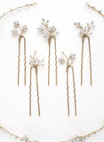 Dainty rhinestone blossom hair pin set of 5 - Style #904