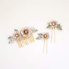 Blushing floral garden comb and pin set of 3 - Style #934