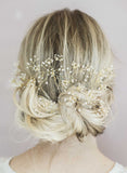 baby's breath hair pin, flowers