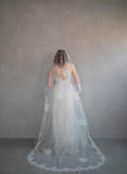french lace trimmed chapel bridal veil