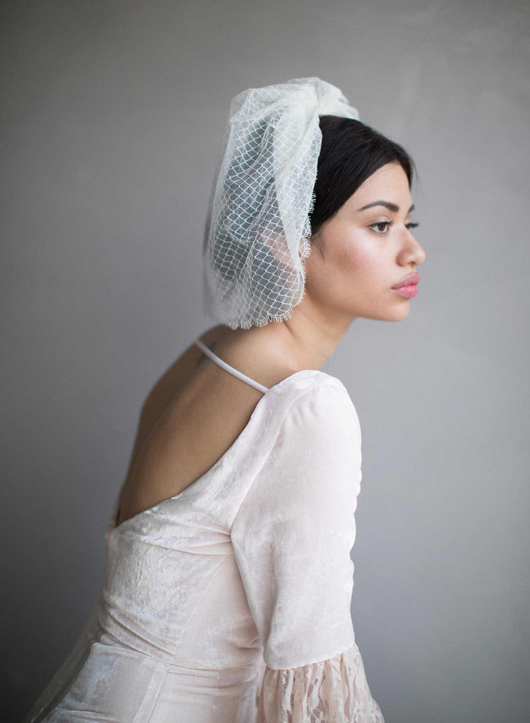 Scallop french lace birdcage veil - Style #854