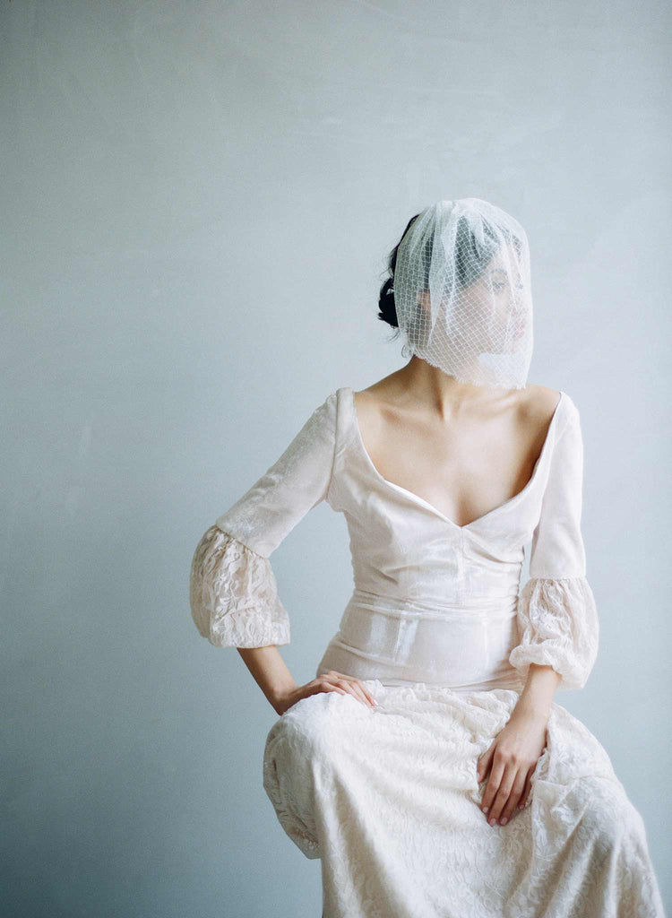 Scallop french lace birdcage veil - Style #854