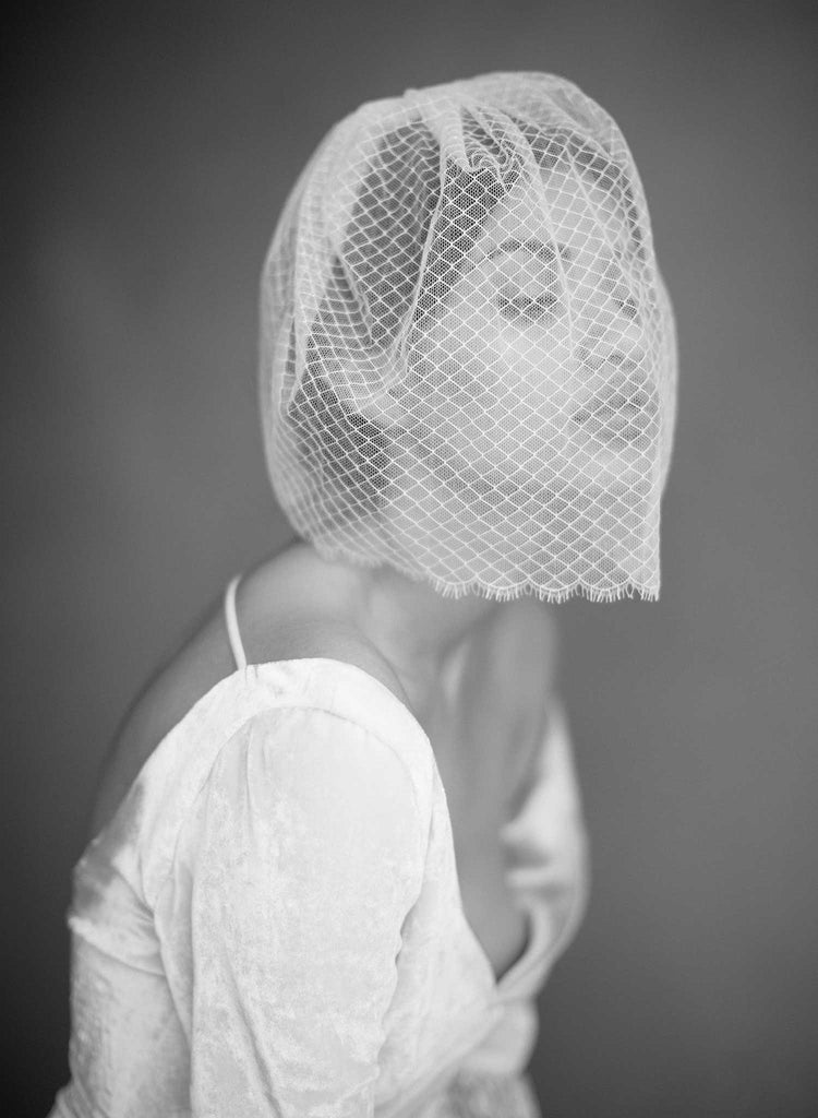 Scallop french lace birdcage veil - Style #854