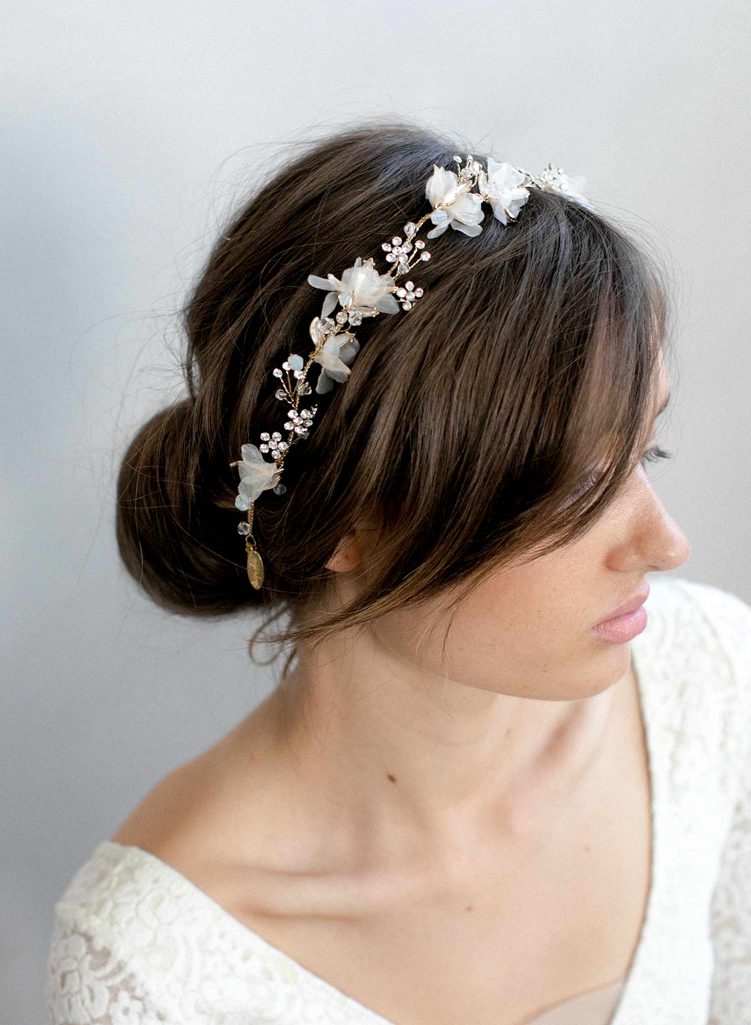 Twigs & Honey Bridal Floral Handmade Clay Hairpins - Pearlescent Blossom Bridal Hair Pin Set of 2 - Style #2175
