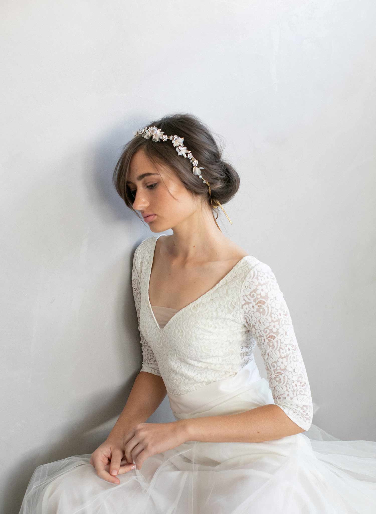 bridal hair vine, crystal and floral hair vine, silk flowers, bridal hair accessory, bridal headpiece, wedding hair accessory, twigs and honey