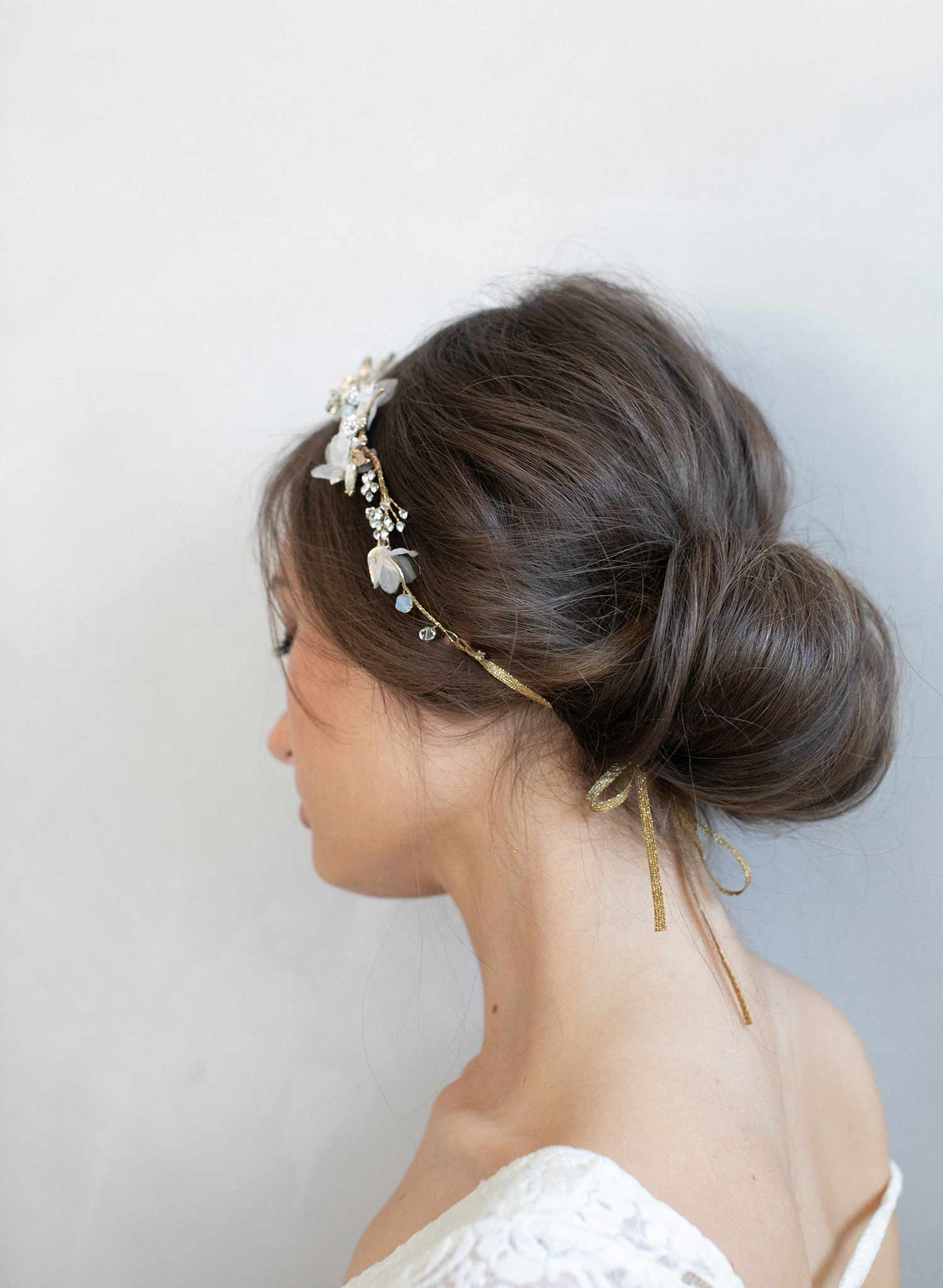 bridal hair vine, crystal and floral hair vine, silk flowers, bridal hair accessory, bridal headpiece, wedding hair accessory, twigs and honey
