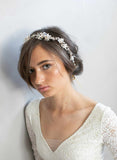 bridal hair vine, crystal and floral hair vine, silk flowers, bridal hair accessory, bridal headpiece, wedding hair accessory, twigs and honey